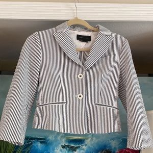 BCBG Blue Seersucker Blazer Jacket XXS